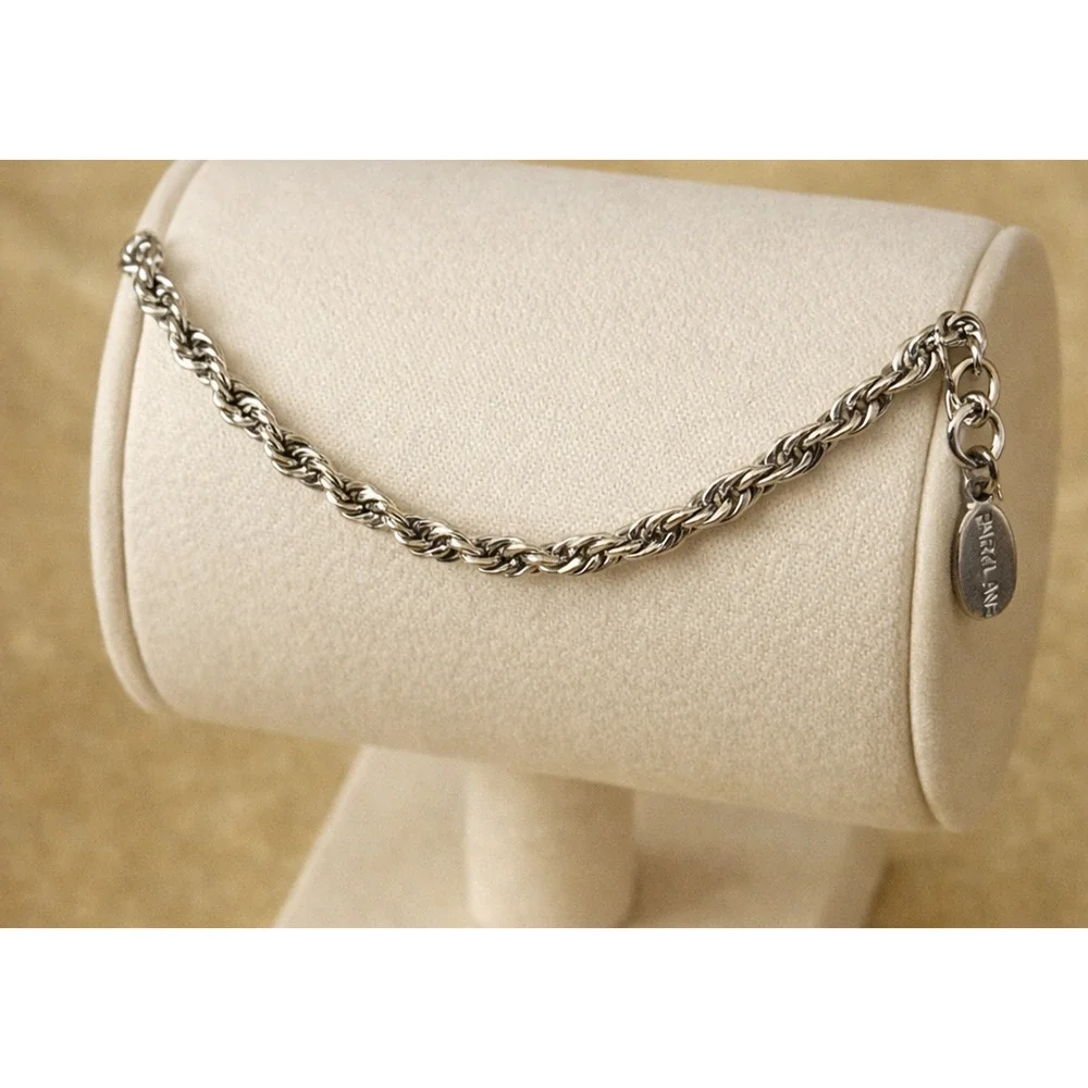 Park Lane Silver Tone Rope Chain‎ Bracelet Twisted Link Designer Fashion Jewelry